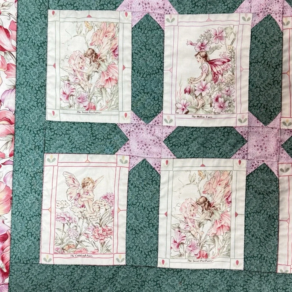 Finished Handcrafted Flower Fairies wall‎ Hanging 32LX28W #8621